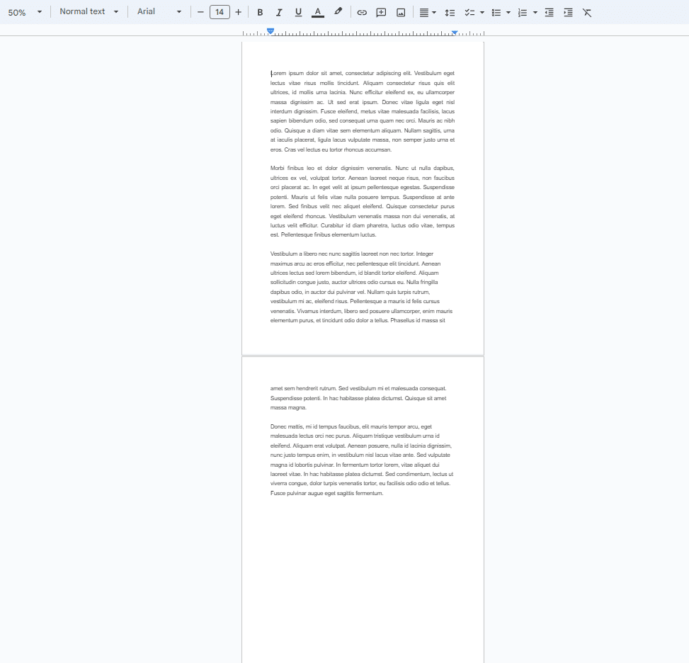 Zoomed out pages in Google Docs